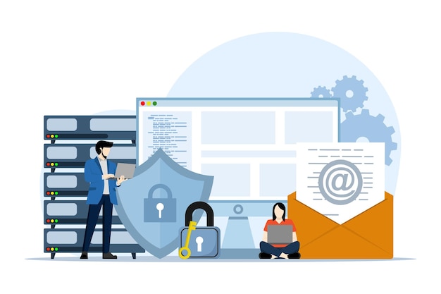 vector illustration about Network security or cyber security Concept