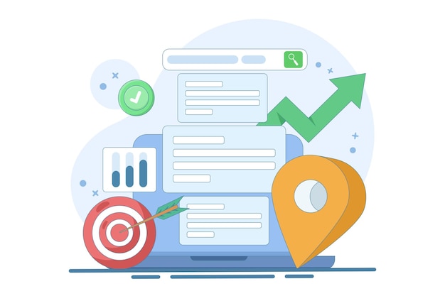 vector illustration about online information search concept or search engine on smart device screen