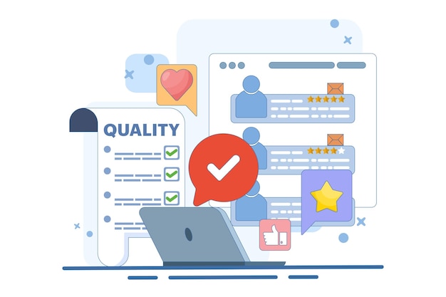 vector illustration about Quality control concept implementing quality control process