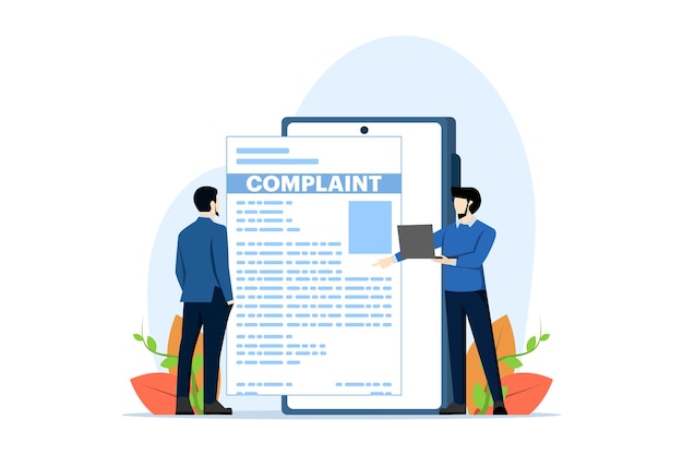 vector illustration about the concept of online complaints with people giving negative feedback