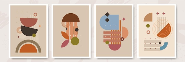 Vector illustration Abstract poster set Contemporary backgrounds Mid century wall decor Design elements for book cover page template print card brochure magazine poster 60s 70s graphic