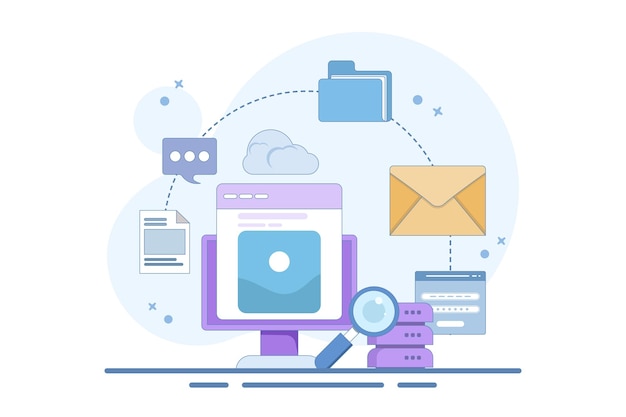 vector illustration Cloud computing network concept or applications connected to cloud technology