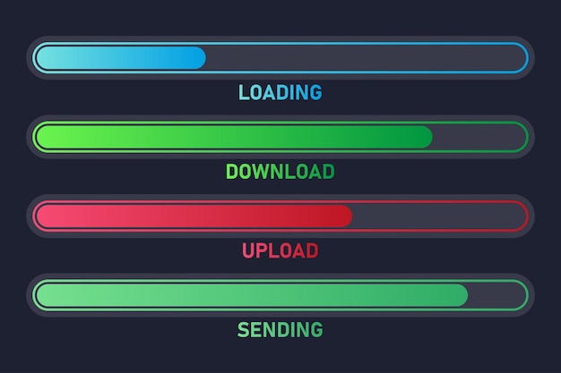 Vector illustration Colorful set of loading strips Collection of modern web elements