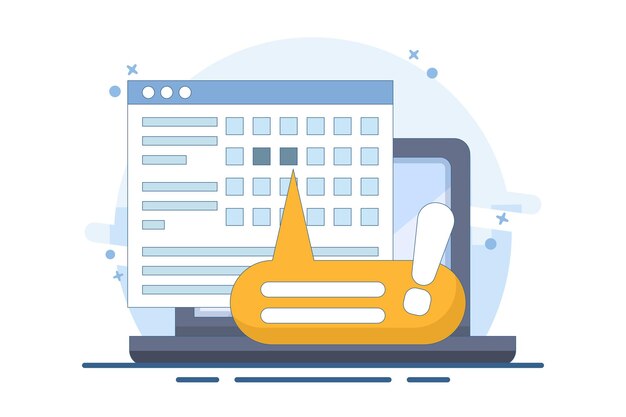 vector illustration Concept of reminder in calendar or deadline notes as reminder of important event