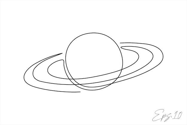 vector illustration continuous line art drawing of ringed planet