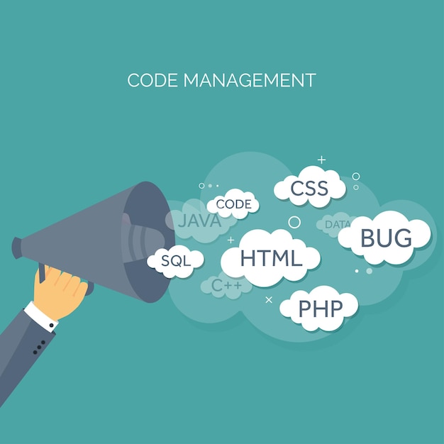 Vector illustration flat background coding programming and seo search engine optimization app