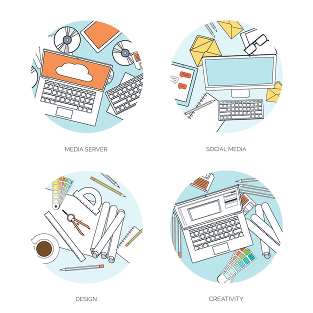 Vector illustration flat background coding programming seo search engine optimisation app