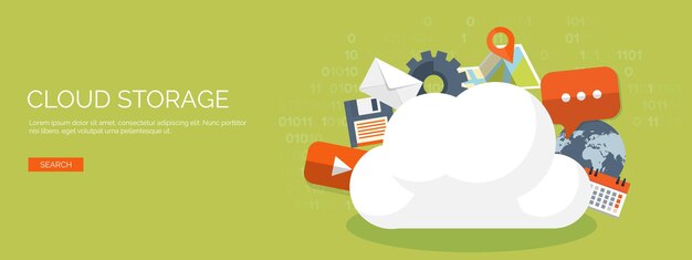 Vector illustration flat cloud computing background data storage network technology multimedia