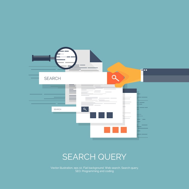 Vector illustration flat computing background programming coding web development and search seo
