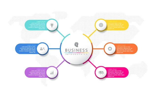 vector illustration infographics design template marketing information with 6 options or steps