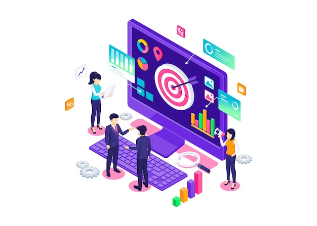 Vector illustration marketing data analysis concept flat style