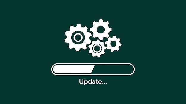 Vector Illustration of a Loading Bar with Gear Icons Update Progress Design Technology System