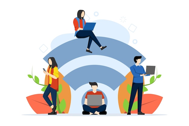 vector illustration of a public free wireless connection wifi wireless point