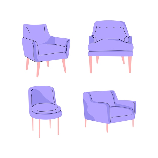 Vector illustration of a set of chairs with a minimalistic design