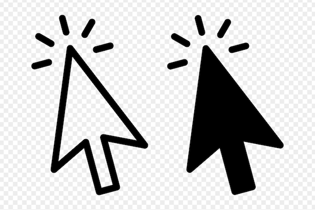 Vector illustration of arrow cursor icon set isolated on transparent background