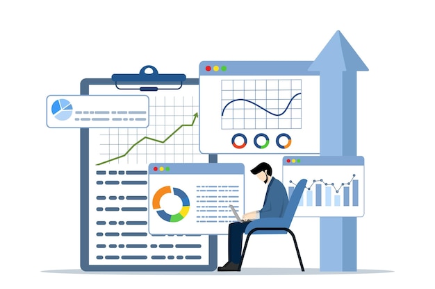 vector illustration of Business growth concept with Businessman trading and building success
