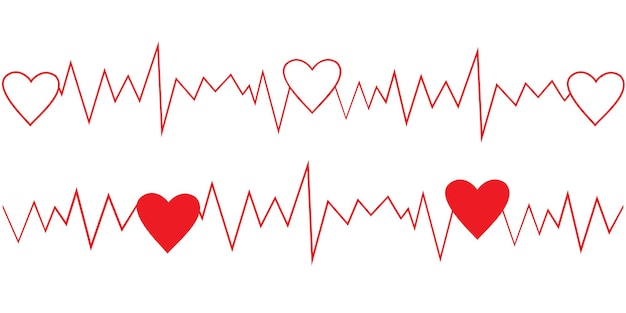Vector illustration of cardiogram rhythm and hearts