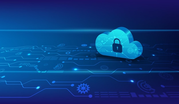 Vector illustration of cloud 3d on computing technology background