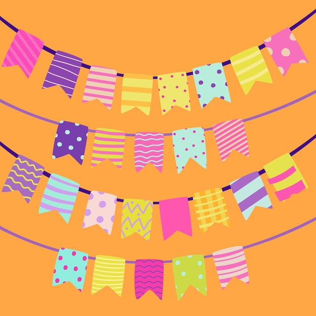 vector illustration of colorful confetti collection in cute cartoon style