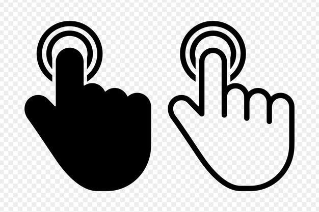Vector illustration of hand cursor icon set isolated on transparent background