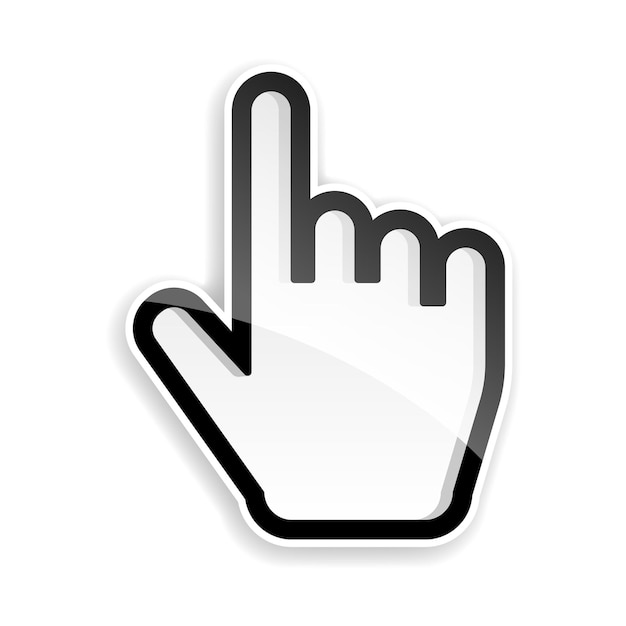 Vector illustration of hand cursor on white background