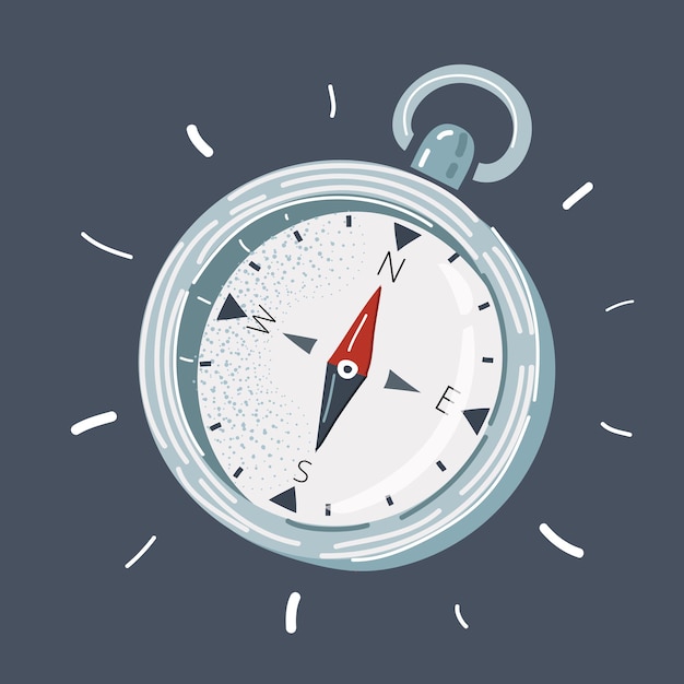 Vector illustration of hand drawn Compass on dark background