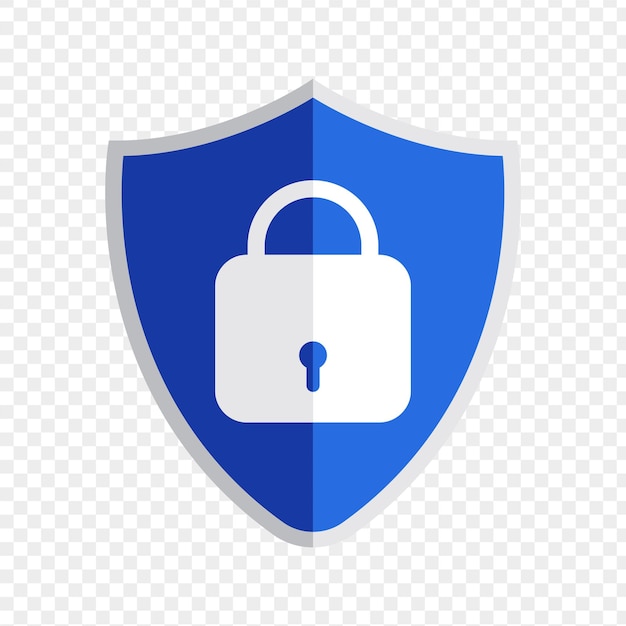 vector illustration of lock on shield icon on transparent background