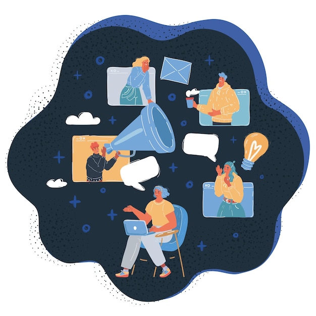Vector illustration of Online conversation with people