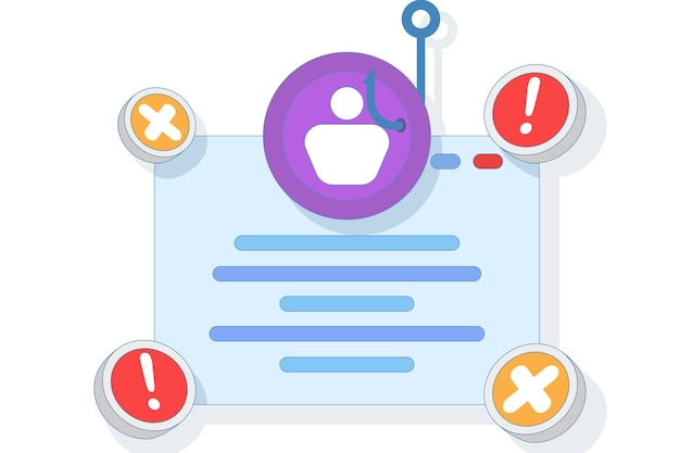 vector illustration of phishing website warning concept or dangerous and suspicious website