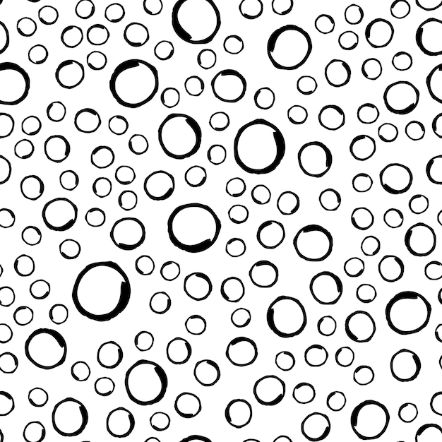 Vector illustration of seamless black dot pattern with different grunge effect rounded spots