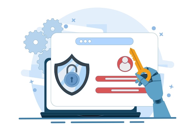 vector illustration of secure login and registration concept or personal data security