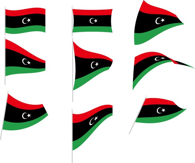 Vector Illustration of Set with Libya Flag