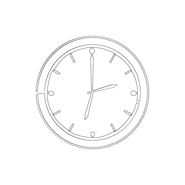 vector in one continuous line drawing of analog clock minimalism concept of business deadline