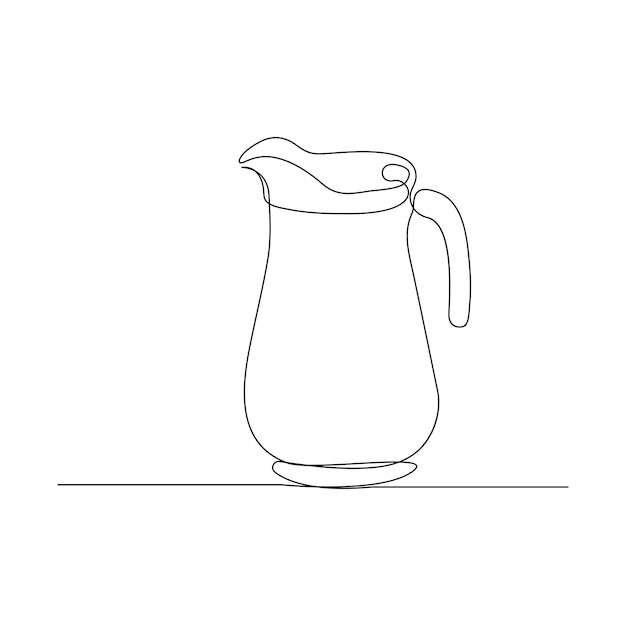 vector in one continuous line drawing of drinking water jug sketch isolated on white background