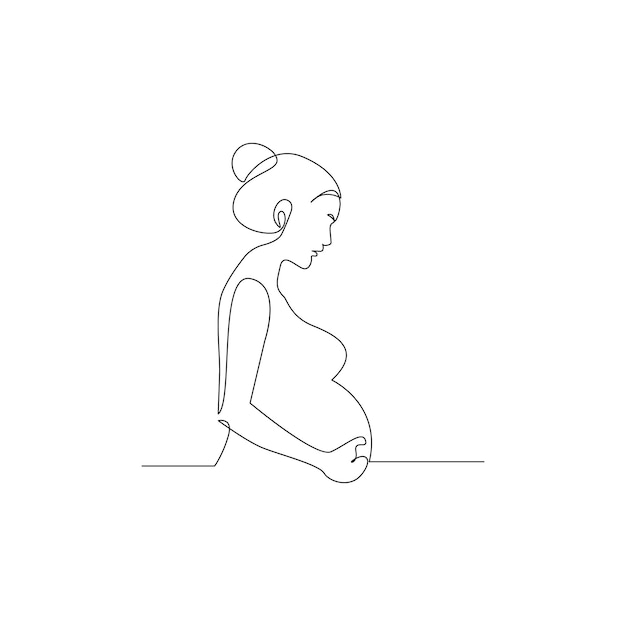 vector in one continuous line drawing of pregnant woman isolated on white background minimalist