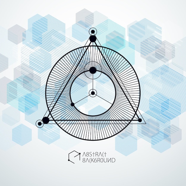 Vector industrial and engineering blue background, future technical plan. Modern geometric composition can be used as template and layout.