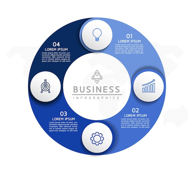 vector infographic business presentation template with circular interconnection with 4 options