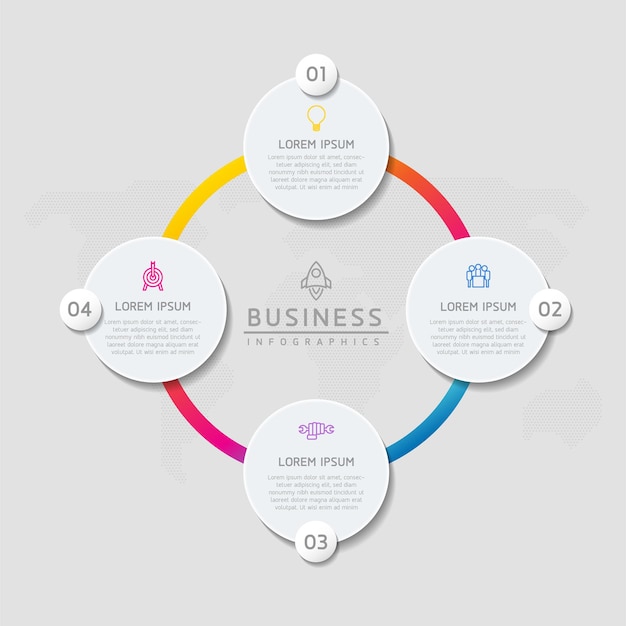 vector infographic business presentation template with circular interconnection with 4 options