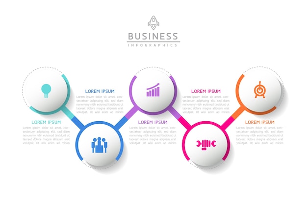 vector infographic business presentation template with circular interconnection with 5 options