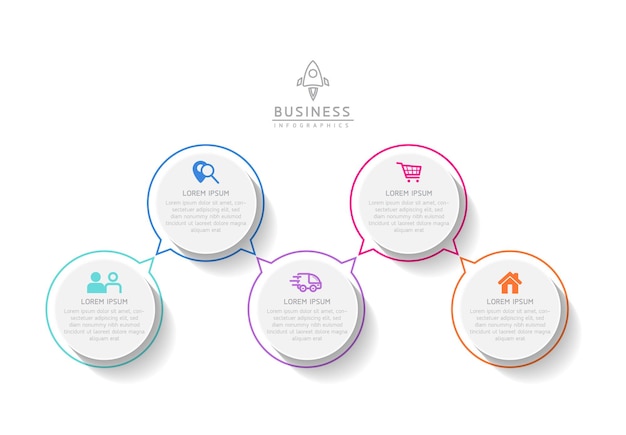 Vector infographic business presentation template with circular interconnection with 5 options
