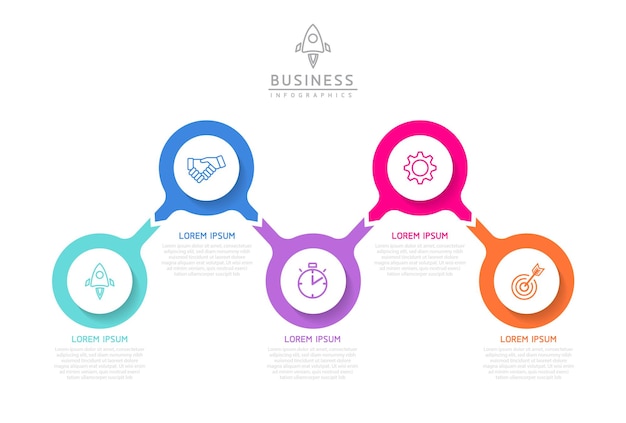 vector infographic business presentation template with circular interconnection with 5 options