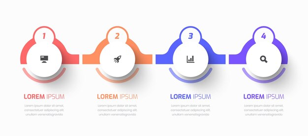 vector infographic business with circle label line icon and 4 numbers for presentation