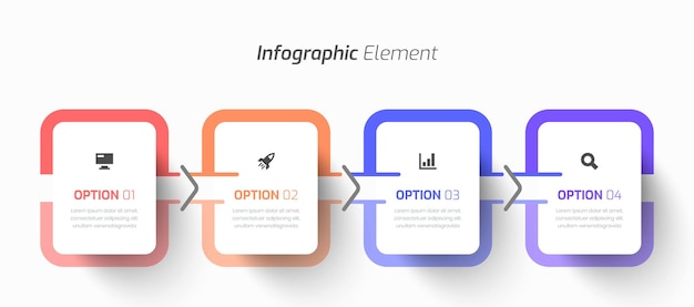 Vector Infographic Business with Rounded Rectangle Label Icon and 4 Option for Presentation