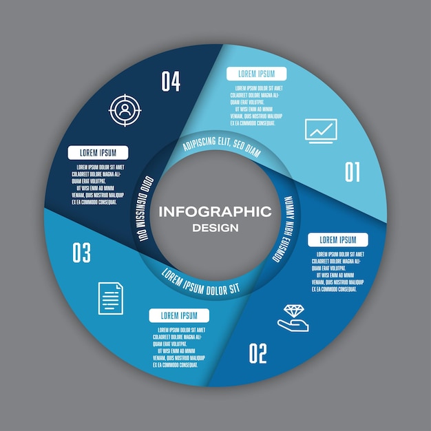 vector infographic circle template diagrame business concept 4 step for presentation