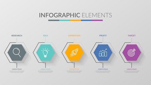 vector infographic design template with five options steps