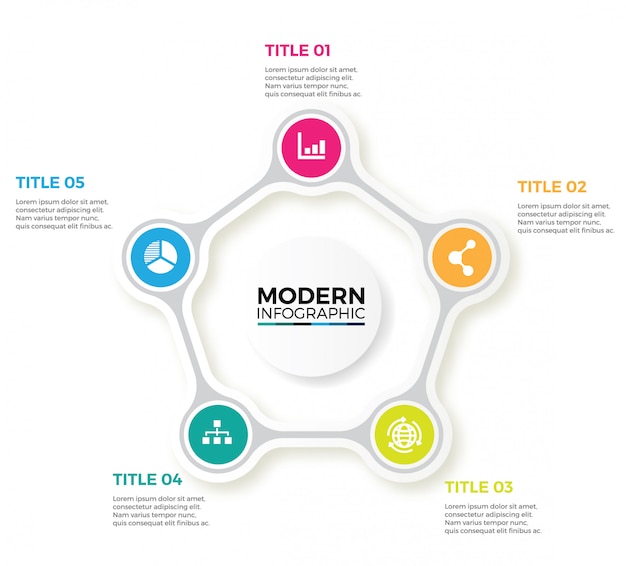 Vector Infographic label design with circles and 5 options or steps.