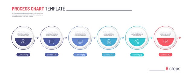 Vector infographic process chart template Six steps