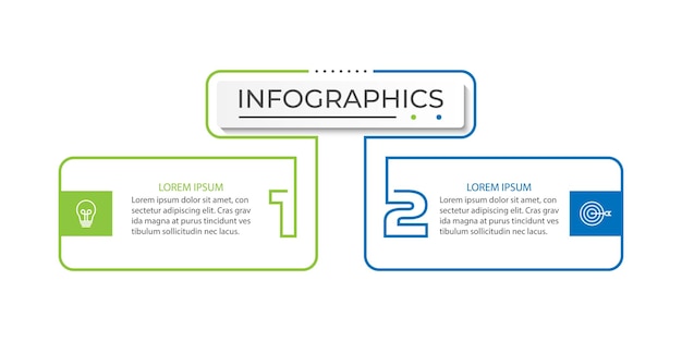 vector infographic thin line design with marketing icons business concept with 2 options