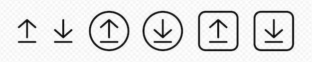 Vector isolated Upload and Download icon set in black outline
