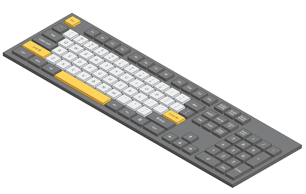 Vector isometric illustration of a gaming keyboard